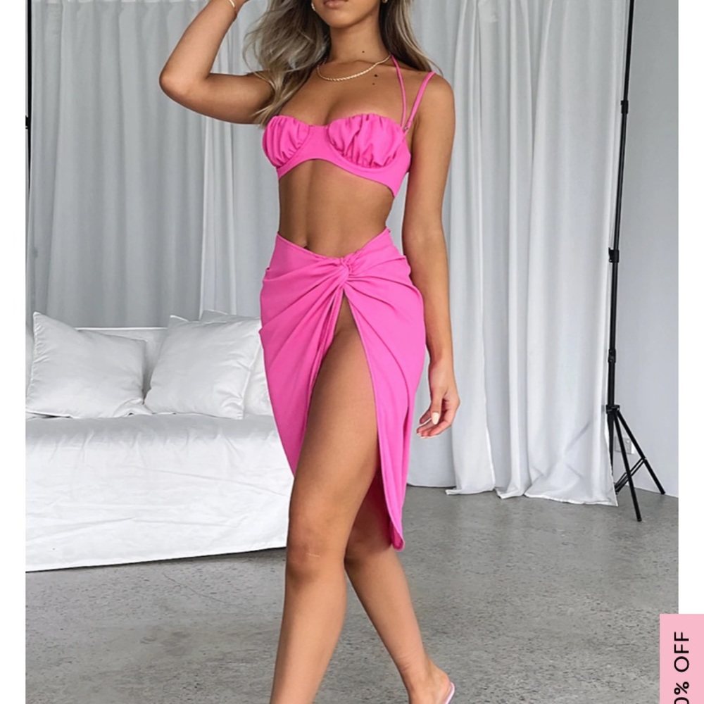 White Fox Boutique Pink Midi Skirt Set
